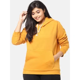 Instafab Plus Women Mustard Solid Hooded Pullover Sweatshirt-picture-39