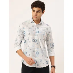 Integriti Slim Fit Geometric Printed Pure Cotton Casual Shirt-picture-13