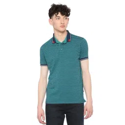 Integriti Teal Regular Fit Striped Polo T-Shirt-picture-28