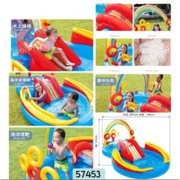intelligent Kid's Inflatable Rainbow Ring Water Play Center with Quick Fill Air Pump Inflatable Swimming Pool image 3