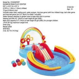 intelligent Kid's Inflatable Rainbow Ring Water Play Center with Quick Fill Air Pump Inflatable Swimming Pool image 2