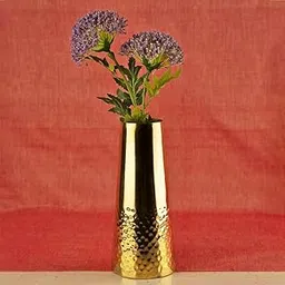 Interior Handicraft Brass Flower Vase Hammered Bottom Flask for Vintage Antique Home Decor (Small)-picture-20