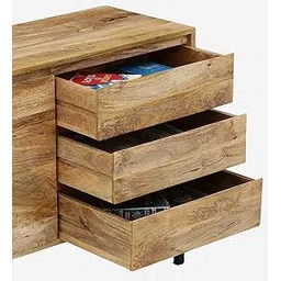 Interior Valley Haverde Solid Wood Mango 3 Dr 1 Door Cabinet Natural Finish-picture-10