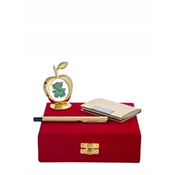 INTERNATIONAL GIFT Blue 3 Pcs Pen With Business Card Holder & Apple Shape Gift Set-picture-34