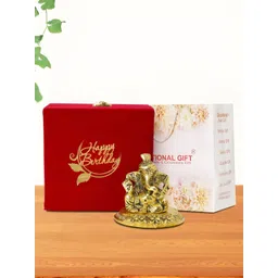 INTERNATIONAL GIFT Gold-Toned Lord Pagdi Ganesha Religious Idol Showpiece-picture-28