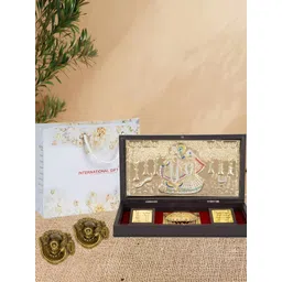 INTERNATIONAL GIFT  Radha Krishna God Idol With Charan Paduka With Om Diya-picture-21