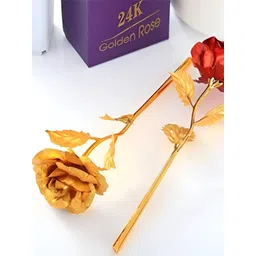 INTERNATIONAL GIFT Red 24 KT Gold-Plated Rose Flower And Leaves Gift Set-picture-23
