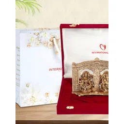 INTERNATIONAL GIFT Red & Gold 3 Pieces Toned Laxmi Ganesh Idol With Diya Gift Set-picture-27