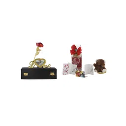 INTERNATIONAL GIFT Red & Gold Toned 21 Pieces Greeting Card & Rose Home Gift Sets-picture-36