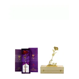 INTERNATIONAL GIFT Red Rose & Gold Rose Flower With Love Stand Home Gift Sets-picture-26