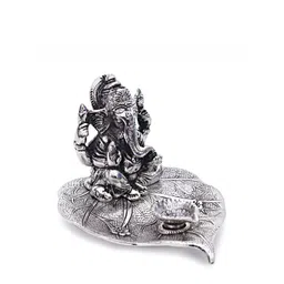 INTERNATIONAL GIFT Silver Toned Get Ganesh Idol With Luxury Velvet Box Pack Home Gift Set-picture-16