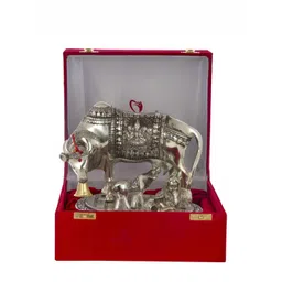 INTERNATIONAL GIFT Silver Toned Kamdhenu Cow With Calf & Laddu Gopal Statue Home Gift Set-picture-15