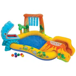 intex ® Original Inflatable Dinosaur Kids Play Center Swimming Pool /paddling pool With Inbuilt water spray & slide with 6 balls Inflatable Swimming Pool-picture-26