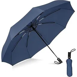 inulec Automatic Travel Umbrella - Stylish Windproof For Rain & Compact, Strong for Wind, Auto Open/Close Button, Travel-Friendly 3-Fold Design Perfect Umbrella for Men & Women-picture-38