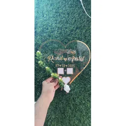 inventoo Heart Shape,Couple Finger Print Gift| Personalized Text Golden Metal 11 inch Personalized Couple Photo Frame image 1