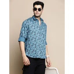 INVICTUS Club Slim Fit Floral Printed Spread Collar Cotton Shirt-picture-37