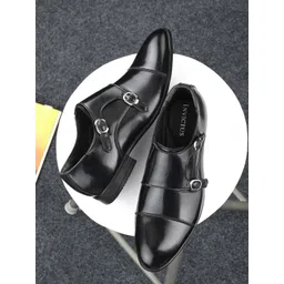 INVICTUS Men Black Solid Formal Monk Shoes-picture-21