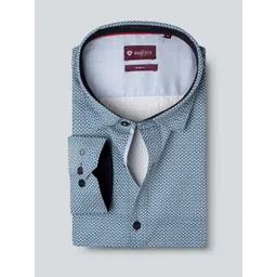 INVICTUS Men Blue & White Slim Fit Printed Smart Sustainable Casual Shirt-image-8