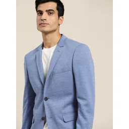 INVICTUS Men Blue Solid Single-Breasted Slim Fit Smart Casual Blazer-picture-18