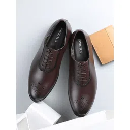 INVICTUS Men Brown Solid Formal Leather Oxfords-picture-28