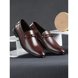 INVICTUS Men Brown Solid Formal Leather Slip-On's-picture-12