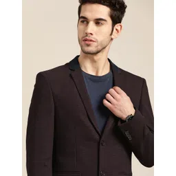 INVICTUS Men Burgundy Solid Slim Fit Single Breasted Casual Blazer-picture-27