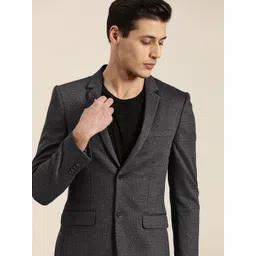 INVICTUS Men Charcoal Grey Self Design Single-Breasted Slim Fit Smart Casual Blazer-picture-30