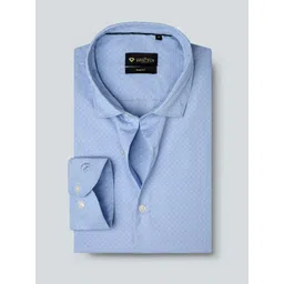 INVICTUS Men Easy Care Blue & White  Self Design Sustainable Formal Shirt-picture-36