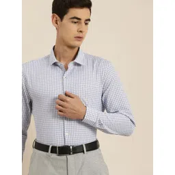 INVICTUS Men Easy Care White & Blue  Checked Formal Shirt-picture-27