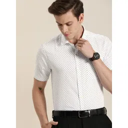 INVICTUS Men Easy Care White & Navy Blue  Floral Printed Sustainable Formal Shirt-picture-31