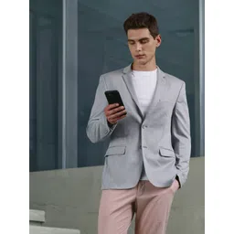 INVICTUS Men Grey Melange Solid Single-Breasted Slim Fit Smart Casual Blazer-picture-21