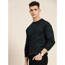 INVICTUS Men Navy Blue & Black Abstract Self-Design Acrylic Pullover Sweater image 4