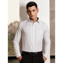 INVICTUS Men Premium Slim Fit Striped Cutaway Collar Pure Cotton Formal Shirt image 1