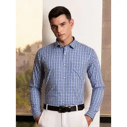 INVICTUS Men Premium Slim Fit Tartan Checked Cutaway Collar Pure Cotton Formal Shirt-picture-37