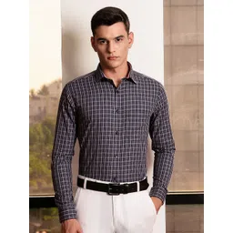 INVICTUS Men Premium Slim Fit Tartan Checked Cutaway Collar Pure Cotton Formal Shirt-picture-38