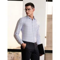 INVICTUS Men Premium Slim Fit Tartan Checked Spread Collar Cotton Formal Shirt-picture-32