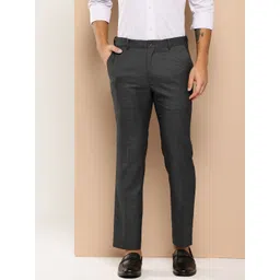 INVICTUS Men Self Checked Cropped Formal Trousers-picture-32