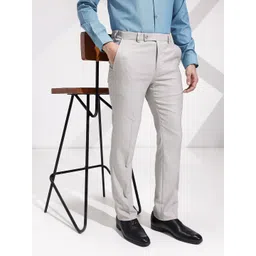 INVICTUS Men Self Design Checked Formal Trousers-picture-33