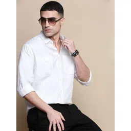 INVICTUS Men Sport Spread Collar Solid Cotton Slim Fit Casual Shirt-picture-23