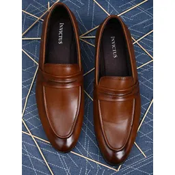 INVICTUS Men Tan Brown Solid Formal Loafers-picture-15