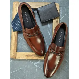 INVICTUS Men Tan Brown Solid Synthetic Leather Formal Loafers-picture-16