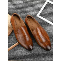 INVICTUS Men Tan Brown Textured Formal Slip on Shoes-picture-11