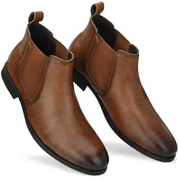 invictus Men TAN Solid Mid-Top Flat Boots Boots For Men-picture-11