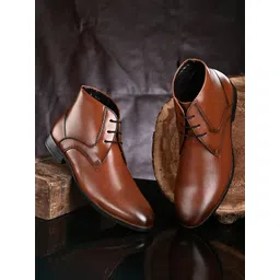 INVICTUS Men Tan Synthetic Leather Flat Boots-picture-30