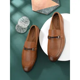 INVICTUS Men Tan Textured Formal Loafers-picture-14