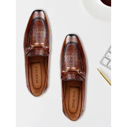 INVICTUS Men Textured Pointed Toe Formal Loafers-picture-38