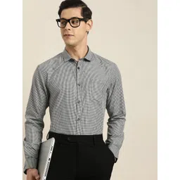 INVICTUS Men White & Black Micro Checked  Slim Fit Formal Shirt-picture-28
