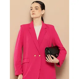 INVICTUS Notched Lapel Textured Longline Blazer-picture-21