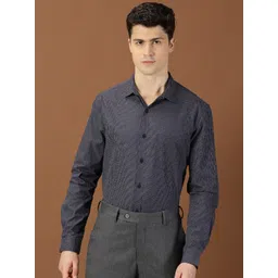 INVICTUS Original Slim Fit Micro Checked Spread Collar Long Sleeve Cotton Formal Shirt-picture-35