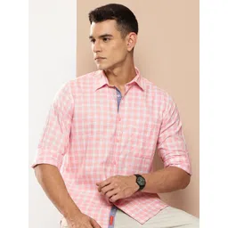 INVICTUS Pure Cotton Slim Fit Tartan Checks Opaque Casual Shirt-picture-18